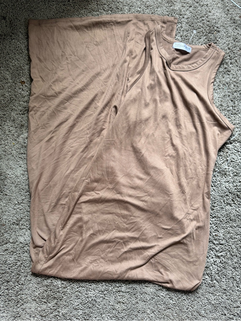 Sleeveless Taupe Knit Shift Dress - Picture 1 of 3